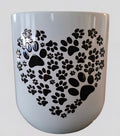 White wine tumbler with a heart made of black paw prints