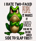 I Hate Two-Faced People Grumpy Frog Funny Graphic Tee